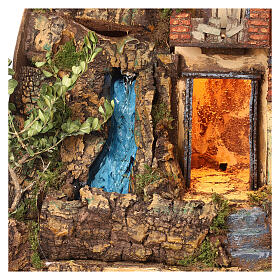 Décor crèche napolitaine de 10-12 cm avec chute d'eau 70x70x50 cm
