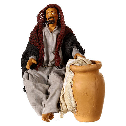 Hombre sentado cerca de la ánfora belén napolitano 15 cm 5