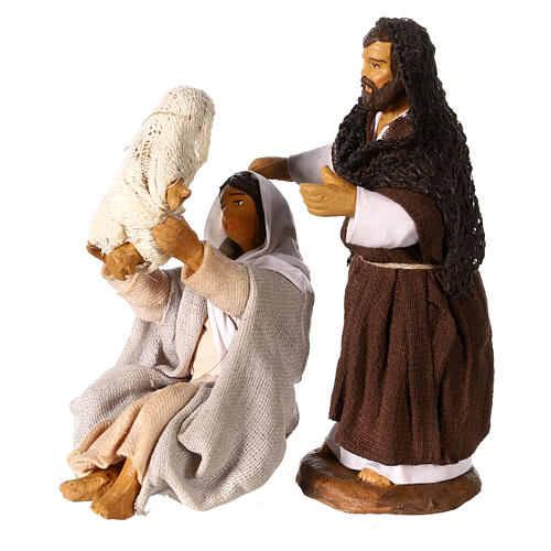 Natività con Madonna che alza Gesù presepe napoletano 10 cm 1