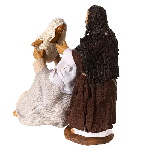 Natività con Madonna che alza Gesù presepe napoletano 10 cm 3