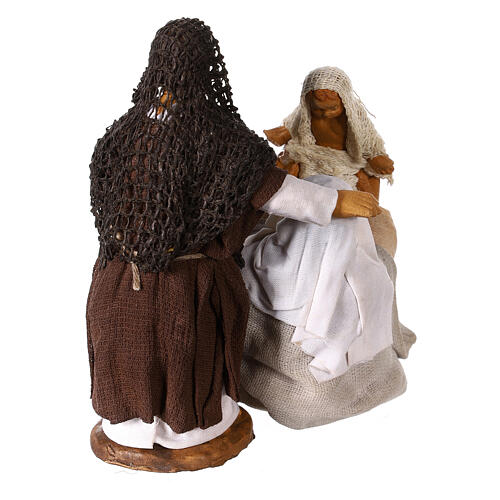 Natività con Madonna che alza Gesù presepe napoletano 10 cm 7