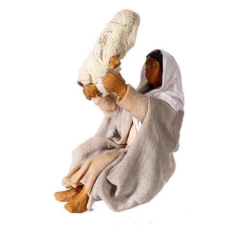 Natividade com Virgem Maria segurando Jesus presepe napolitano 10 cm 4