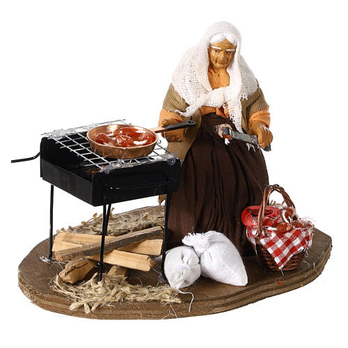 Woman cooking for Neapolitan Nativity Scene of 13 cm 4