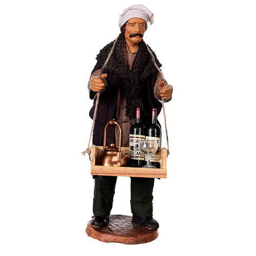 Figurka mężczyzny z winem i kieliszkiem, do szopki neapolitańskiej, 15 cm 1