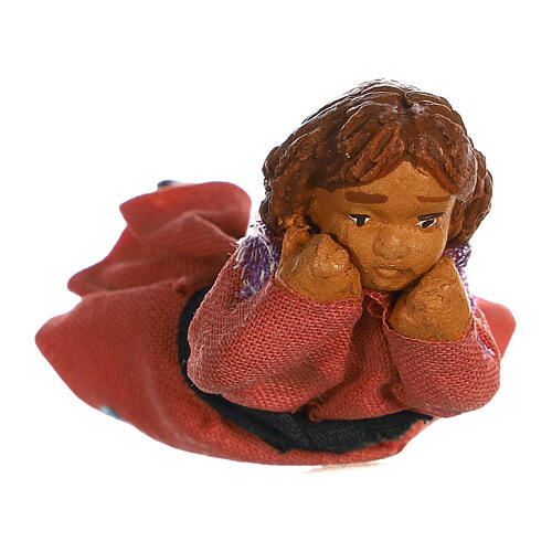 Young girl laying down for Neapolitan Nativity Scene of 10 cm 3