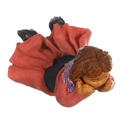 Young girl laying down for Neapolitan Nativity Scene of 10 cm 4