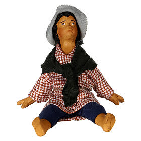 Bambino seduto mani dietro presepe napoletano 15 cm