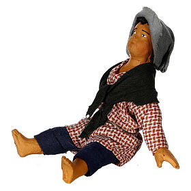 Bambino seduto mani dietro presepe napoletano 15 cm