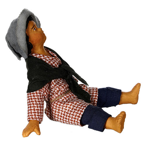 Bambino seduto mani dietro presepe napoletano 15 cm 3