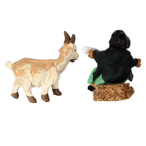 Girl feeding a goat for Neapolitan Nativity Scene of 10 cm 6