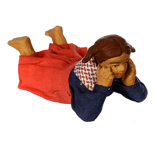 Petite fille allongée par terre crèche napolitaine 15 cm 1