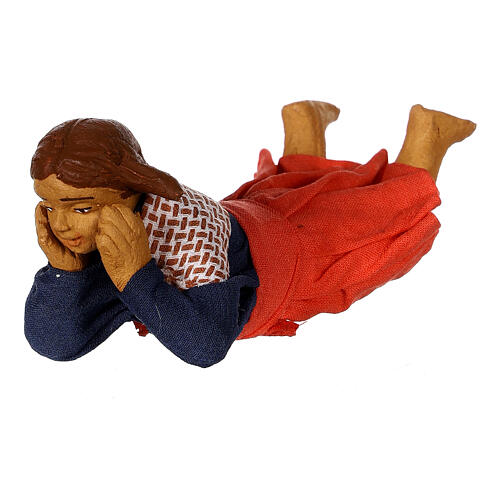 Petite fille allongée par terre crèche napolitaine 15 cm 2