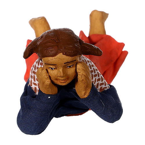 Petite fille allongée par terre crèche napolitaine 15 cm 3