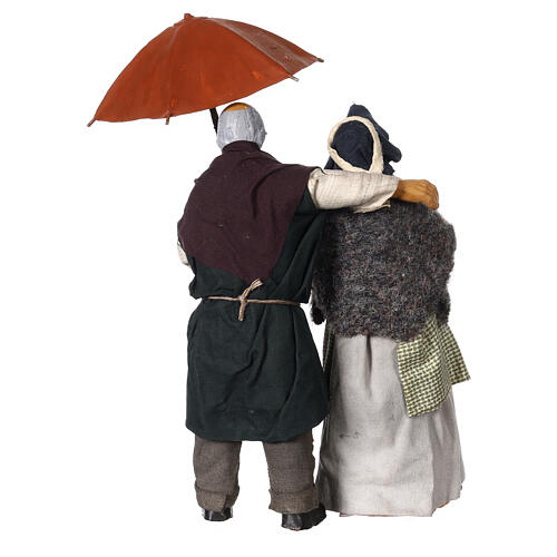 Couple personnes âgées sous parapluie crèche napolitaine 15 cm 6