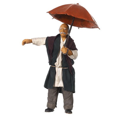 Casal idoso com guarda-chuva para presépio napolitano de 15 cm 2
