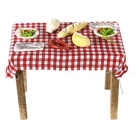 Table avec quatre santons crèche napolitaine 15 cm