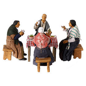 Four people at a table Neapolitan nativity 15 cm