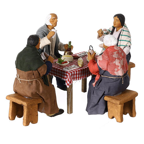 Four people at a table Neapolitan nativity 15 cm 6