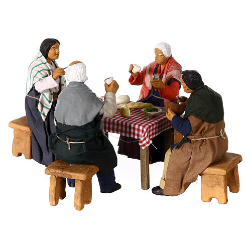 Four people at a table Neapolitan nativity 15 cm 8
