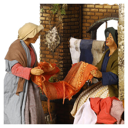 Animated scene of women doing laundry with dripping clothes, Neapolitan Nativity Scene with characters of 30 cm 14