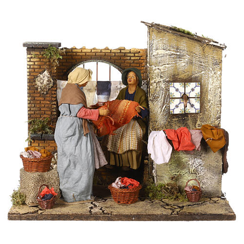 Scena panni gocciolanti movimento presepe napoletano 30 cm 9