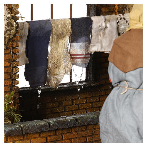 Dripping Clothes Scene with Movement for Neapolitan Nativity 30 cm 12