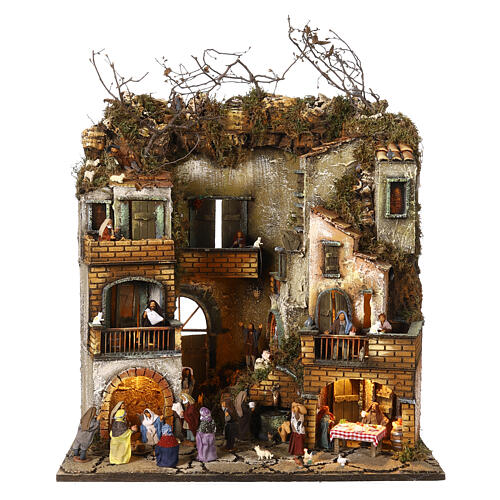 Neighborhood with fountain, Nativity and characters of 8 cm for Neapolitan Nativity Scene 60x50x40 cm 1