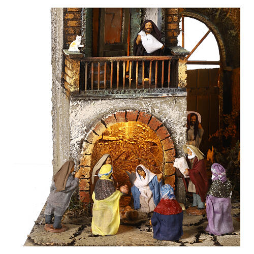 Neighborhood with fountain, Nativity and characters of 8 cm for Neapolitan Nativity Scene 60x50x40 cm 2