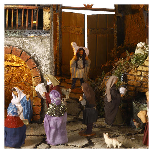 Neighborhood with fountain, Nativity and characters of 8 cm for Neapolitan Nativity Scene 60x50x40 cm 3