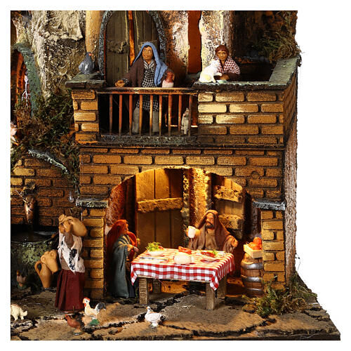 Neighborhood with fountain, Nativity and characters of 8 cm for Neapolitan Nativity Scene 60x50x40 cm 5