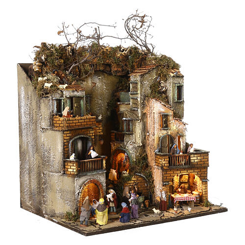 Neighborhood with fountain, Nativity and characters of 8 cm for Neapolitan Nativity Scene 60x50x40 cm 7