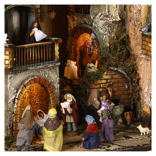 Neighborhood with fountain, Nativity and characters of 8 cm for Neapolitan Nativity Scene 60x50x40 cm 8
