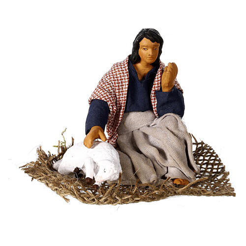 Frau mit Lamm Neapolitanische Weihnachtskrippe, 13 cm 1