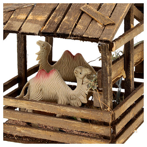 Enclosure with camels Neapolitan nativity 8-10 cm 15x15x15 cm 2