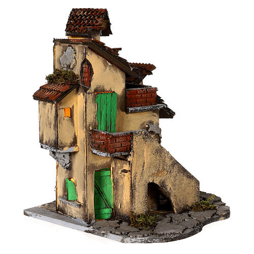 Casa iluminada 35x30x30 cm para presépio napolitano com figuras de 8-10 cm 4