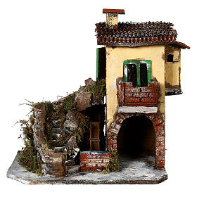 Haus mit Wassermühle neapolitanische Krippe 8-10 cm, 30x30x20 cm