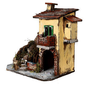 House with watermill 30x30x20 cm for 8-10 cm Neapolitan Nativity Scene