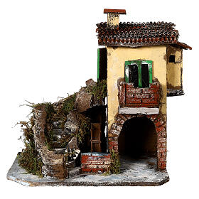 Casa con molino de agua belén napolitano 8-10 cm 30x30x20 cm