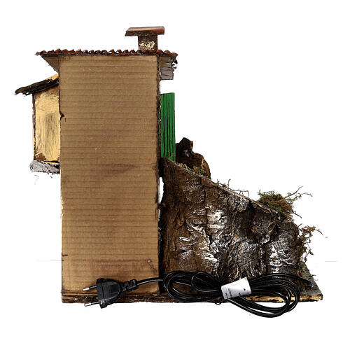 Casa con mulino ad acqua presepe napoletano 8-10 cm 30x30x20 cm 6