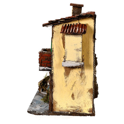 Casa com moinho de água 30x30x20 cm para presépio napolitano de 8-10 cm 5