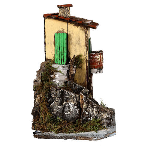 House with water mill Neapolitan nativity scene 8-10 cm 30x30x20 cm 4