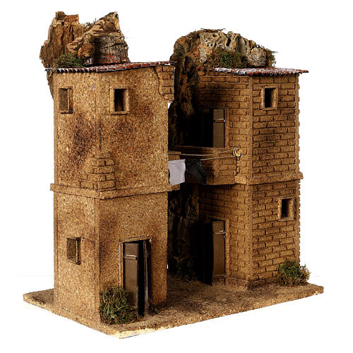 Dorfhaus mit Wäsche in Bewegung neapolitanische Krippe 8-10 cm, 40x35x25 cm 4