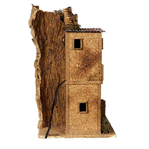 Bairro casas com arco e roupa pendurada em movimento 40x35x25 cm para presépio de 8-10 cm 5