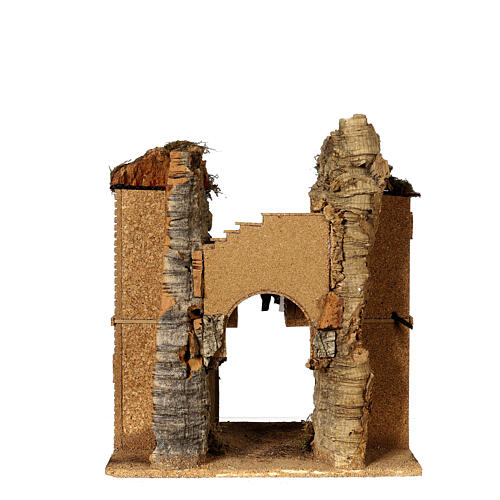 Bairro casas com arco e roupa pendurada em movimento 40x35x25 cm para presépio de 8-10 cm 6