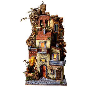 Crèche napolitaine XVIIIe siècle avec chute d'eau 65x40x40 cm santons 8-10 cm