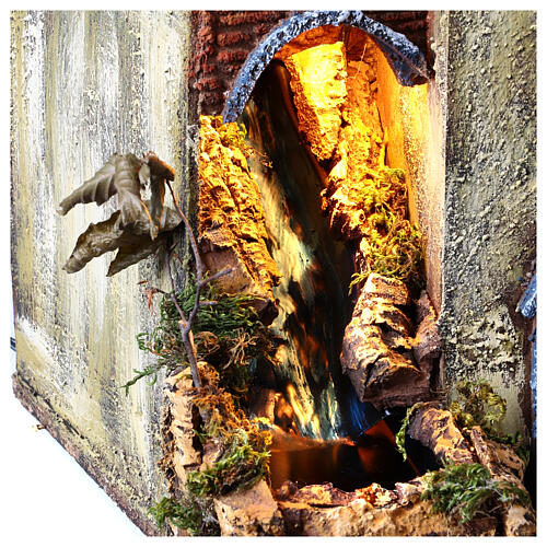 Presepe napoletano con cascata Settecento 65x40x40 cm figure 8-10 cm 2
