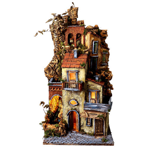 Neapolitan nativity scene with eighteenth century waterfall 65x40x40 cm figures 8-10 cm 1