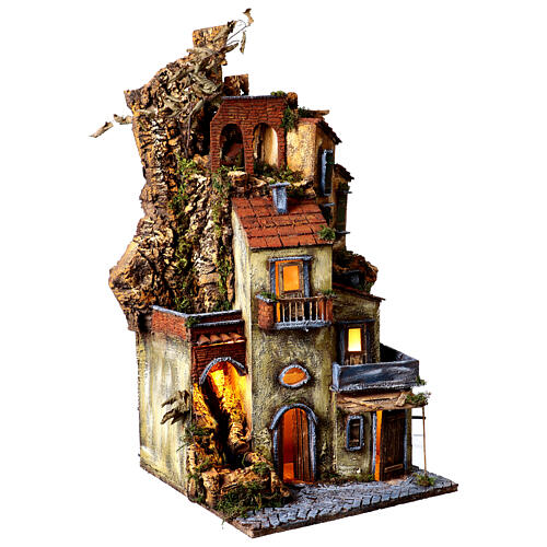 Neapolitan nativity scene with eighteenth century waterfall 65x40x40 cm figures 8-10 cm 3