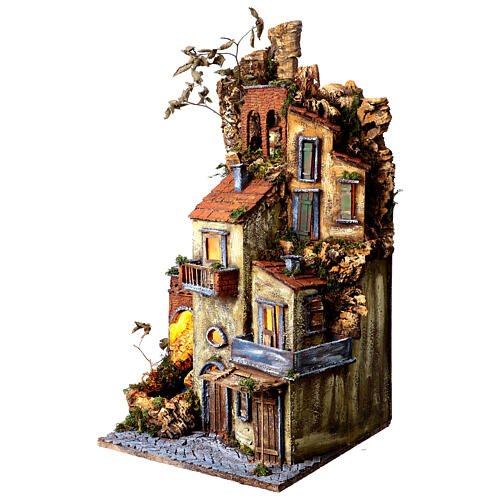 Neapolitan nativity scene with eighteenth century waterfall 65x40x40 cm figures 8-10 cm 5