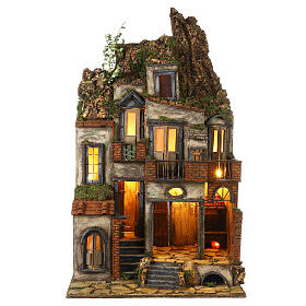 Popular quarter with oven for 8-10 cm Neapolitan Nativity Scene, 85x50x45 cm